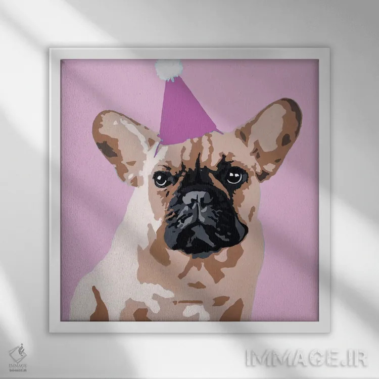 تابلو میلو روی زمینه صورتی اثر جولی احمد - نمای قابدار سفید