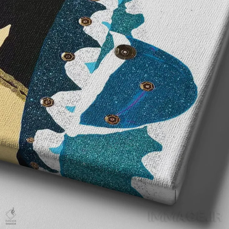 تابلو فیجت ویگلزوُرث با یک کلاه مکزیکی آبی اثر جولی احمد - نمای نزدیک بافت بوم