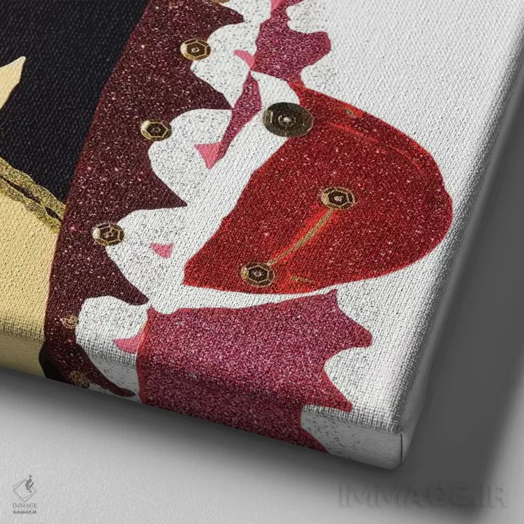 تابلو فیجت ویگلزوُرث با یک کلاه مکزیکی قرمز اثر جولی احمد - نمای نزدیک بافت بوم