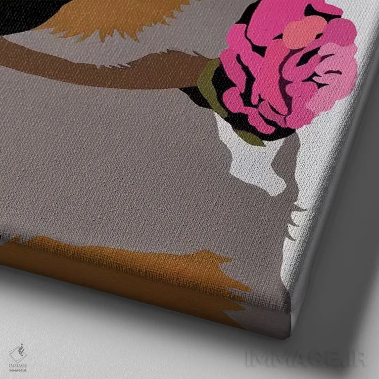 تابلو جاسپر با یک گل صورتی اثر جولی احمد - نمای نزدیک بافت بوم