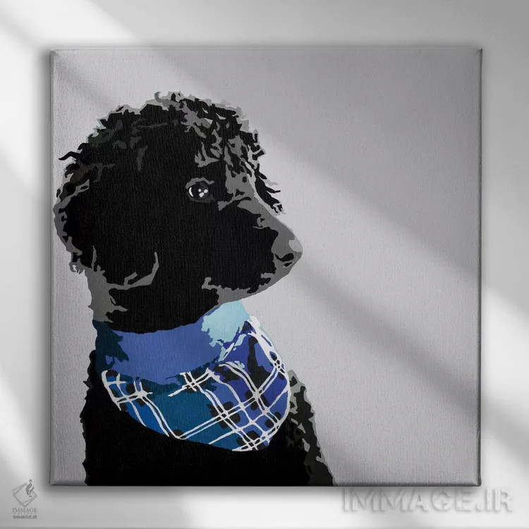 تابلو پودل سیاه استاندارد سوم اثر جولی احمد - نمای روبهرو روی دیوار