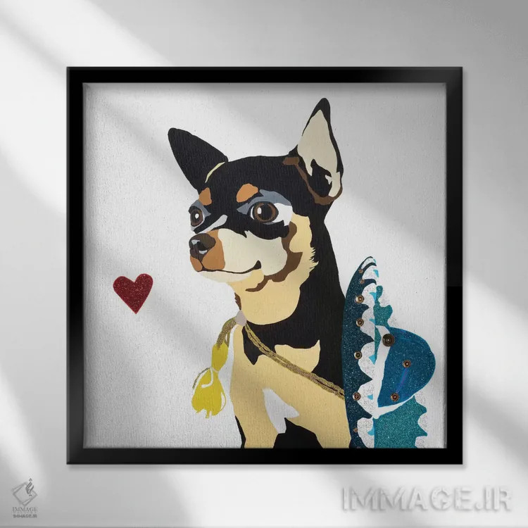 تابلو فیجت ویگلزوُرث با یک کلاه مکزیکی آبی اثر جولی احمد - نمای قابدار مشکی