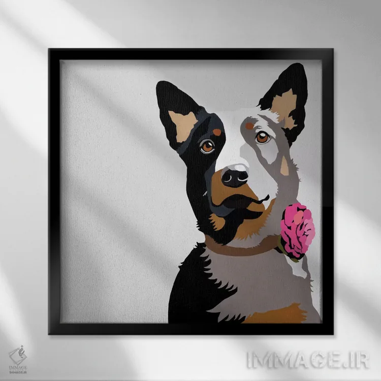 تابلو جاسپر با یک گل صورتی اثر جولی احمد - نمای قابدار مشکی