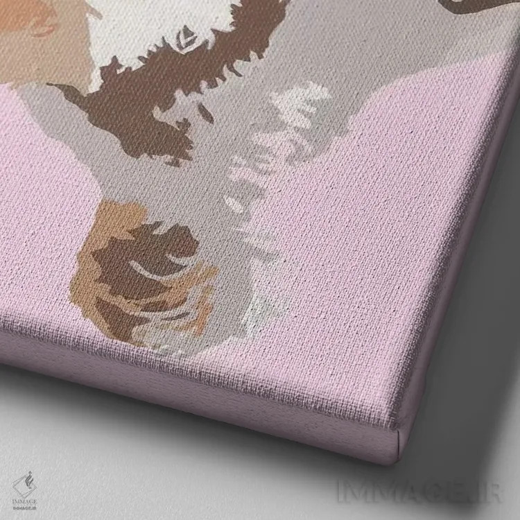 تابلو رکس روی زمینه صورتی اثر جولی احمد - نمای نزدیک بافت بوم