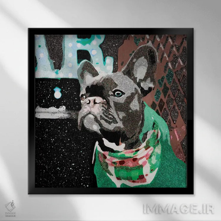 تابلو بیگی در سبز اثر جولی احمد - نمای قابدار مشکی