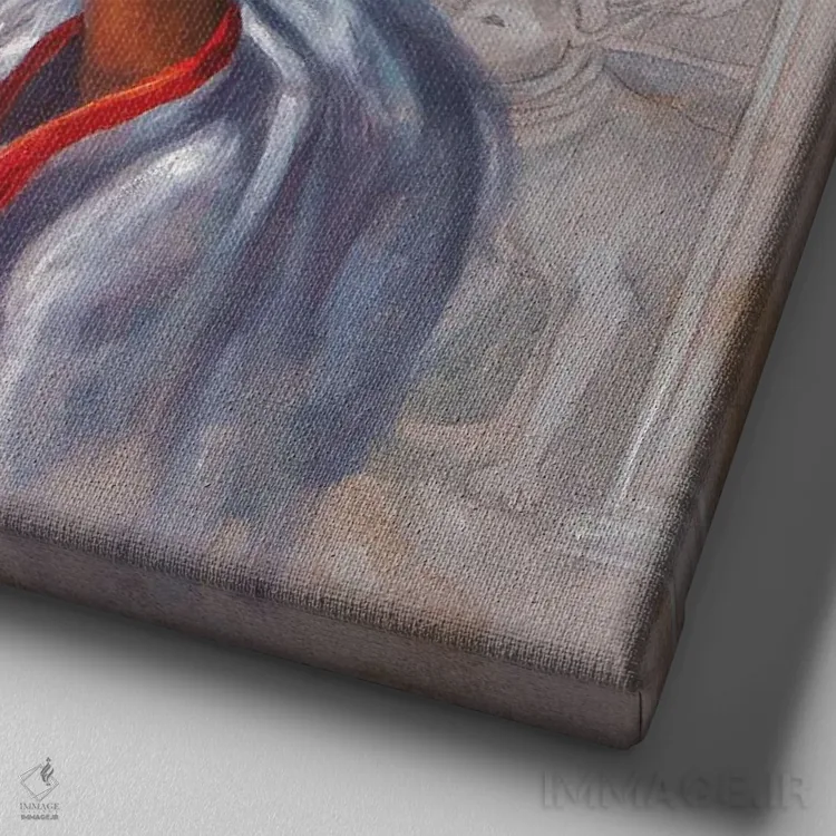 تابلو عایشه عروس جوان اثر علی حسون - نمای نزدیک بافت بوم