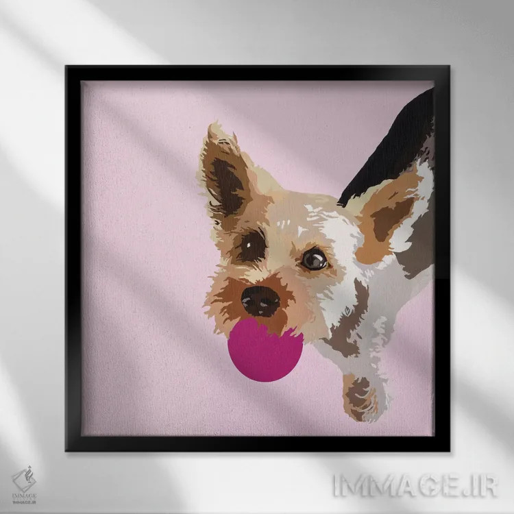 تابلو رکس روی زمینه صورتی اثر جولی احمد - نمای قابدار مشکی