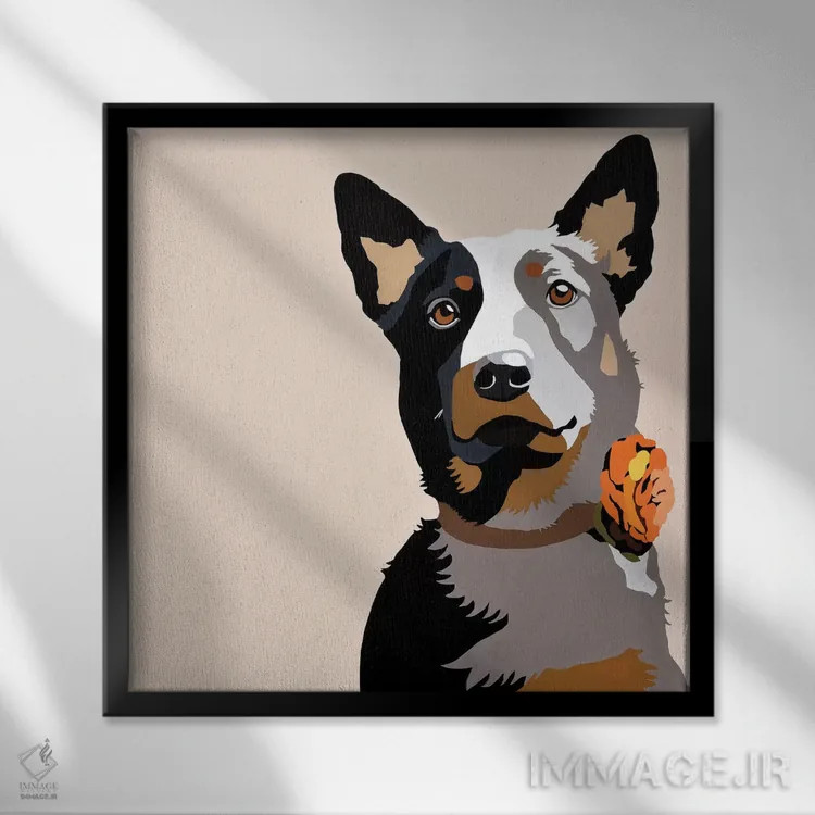 تابلو جاسپر نارنجی اثر جولی احمد - نمای قابدار مشکی