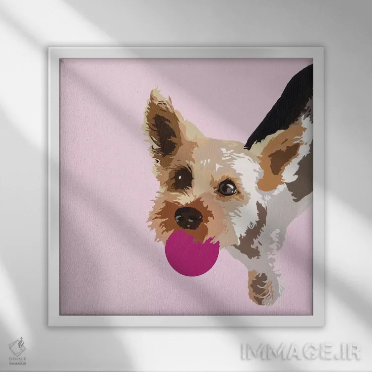 تابلو رکس روی زمینه صورتی اثر جولی احمد - نمای قابدار سفید