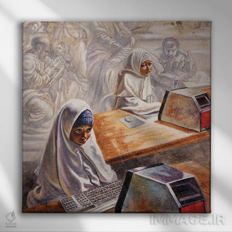 تابلو مدرسه میلان یکم اثر علی حسون - نمای روبهرو روی دیوار