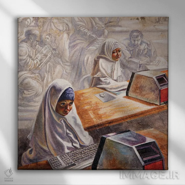 تابلو مدرسه میلان یکم اثر علی حسون - نمای روبهرو روی دیوار