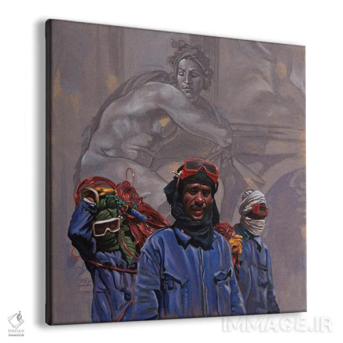 تابلو کارگران فولاد اثر علی حسون - نمای پرسپکتیو محصول