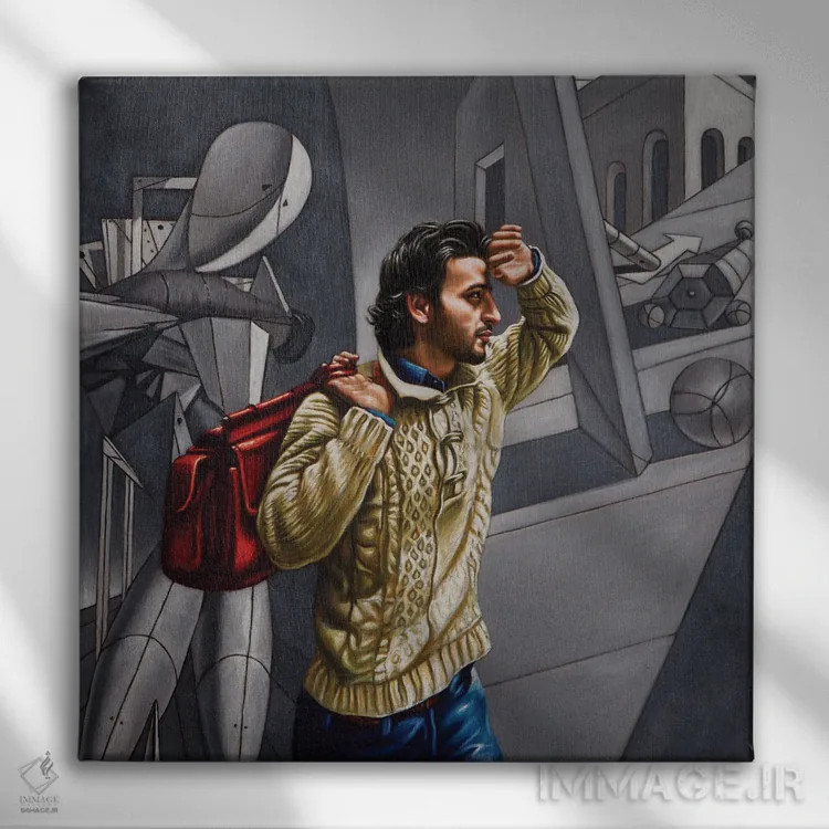 تابلو متافیزیک یکم اثر علی حسون - نمای روبهرو روی دیوار