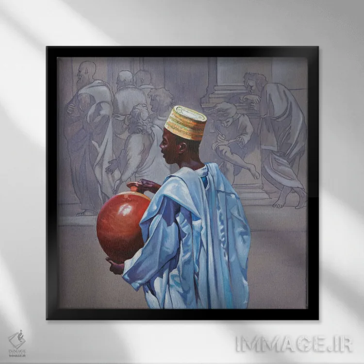 تابلو مدرسه میلان سوم اثر علی حسون - نمای قابدار مشکی