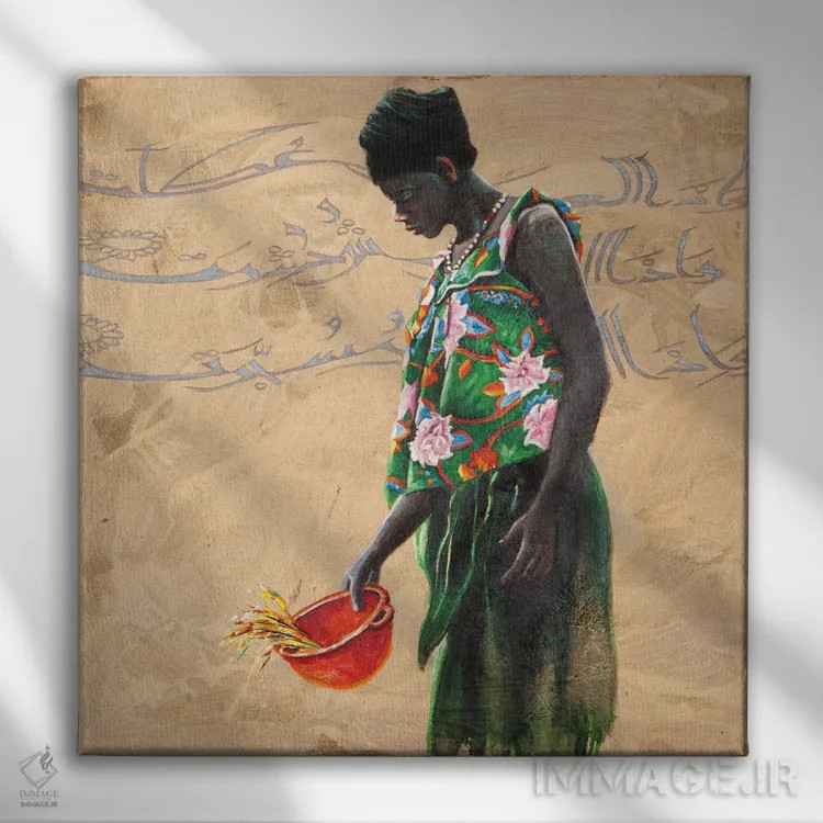 تابلو کاسه قرمز اثر علی حسون - نمای روبهرو روی دیوار