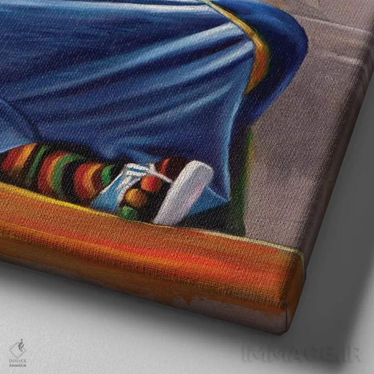 تابلو میانهروی/خویشتنداری (میتواند نام یا مفهوم باشد) اثر علی حسون - نمای نزدیک بافت بوم