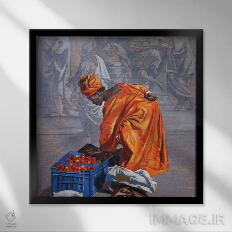 تابلو مدرسه میلان چهارم اثر علی حسون - نمای قابدار مشکی