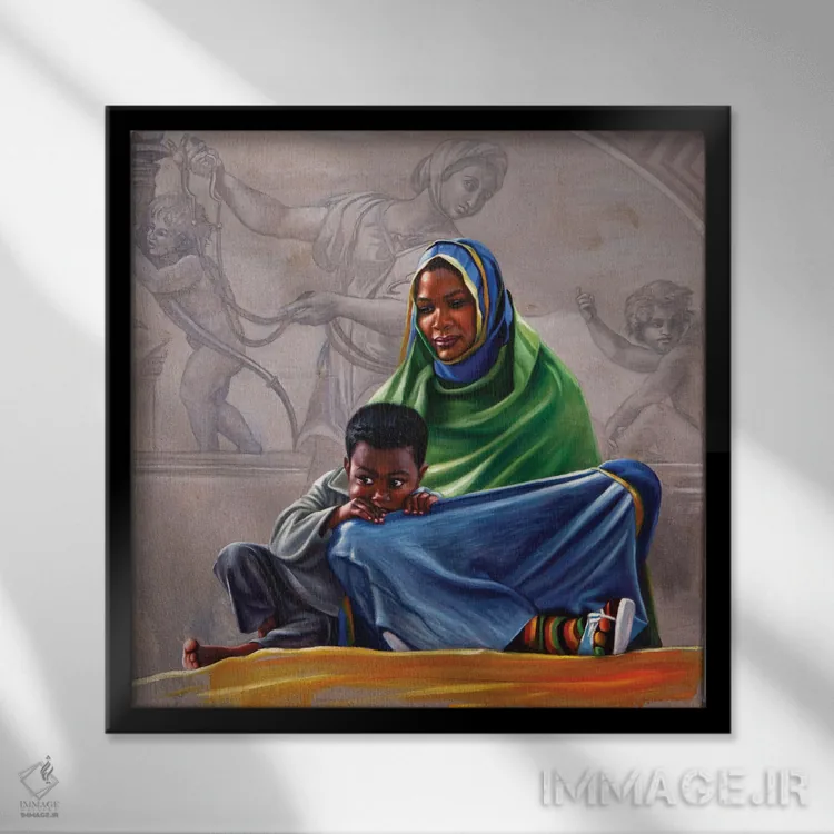 تابلو میانهروی/خویشتنداری (میتواند نام یا مفهوم باشد) اثر علی حسون - نمای قابدار مشکی