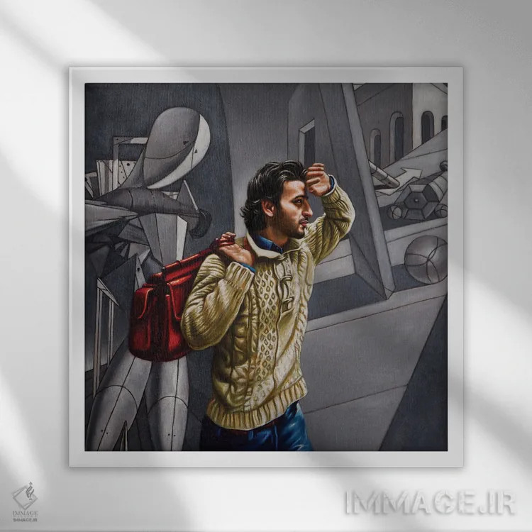 تابلو متافیزیک یکم اثر علی حسون - نمای قابدار سفید