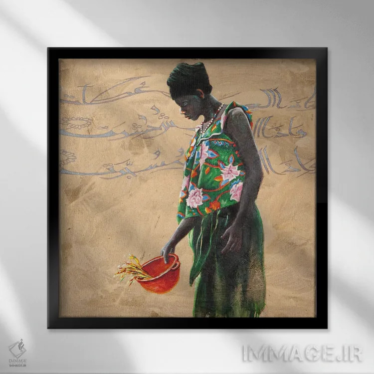 تابلو کاسه قرمز اثر علی حسون - نمای قابدار مشکی