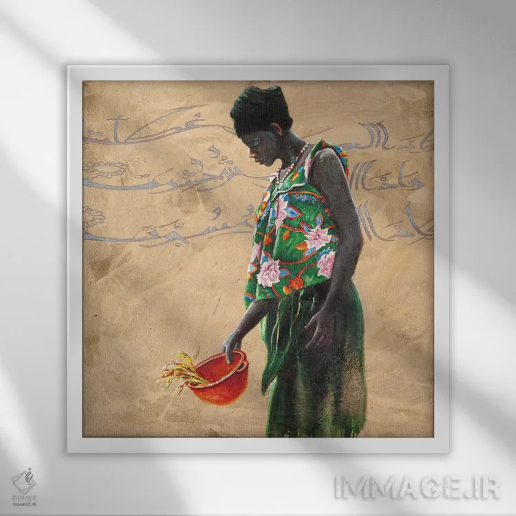 تابلو کاسه قرمز اثر علی حسون - نمای قابدار سفید