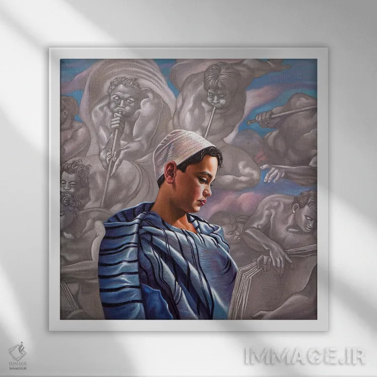 تابلو توماسو (اسم خاص، ایتالیایی) اثر علی حسون - نمای قابدار سفید