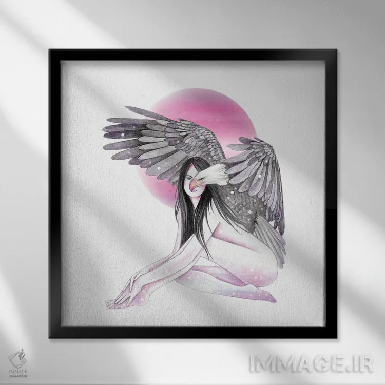 تابلو عقاب اثر آندریا هرنیاک - نمای قابدار مشکی