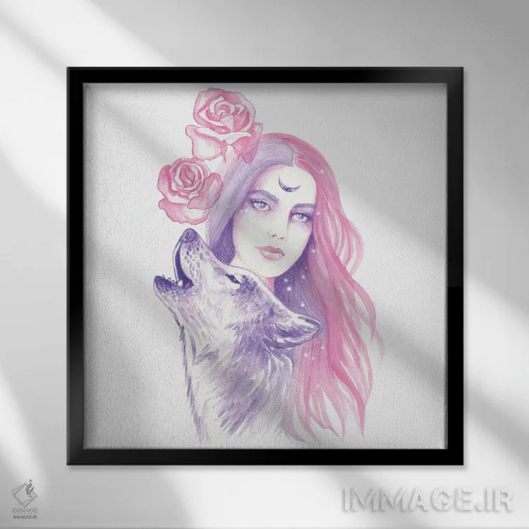 تابلو رزهای وحشی اثر آندریا هرنیاک - نمای قابدار مشکی