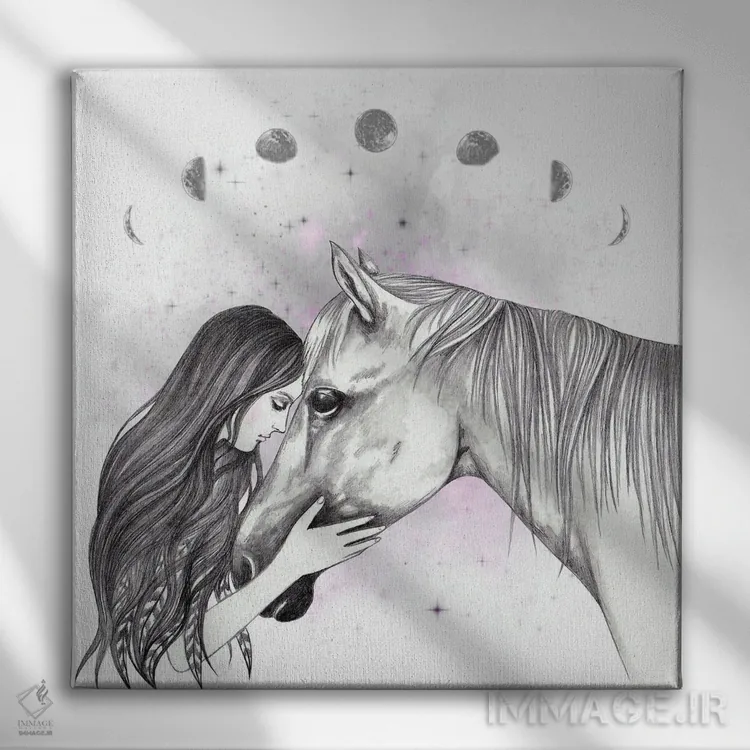 تابلو اسب و من اثر آندریا هرنیاک - نمای روبهرو روی دیوار
