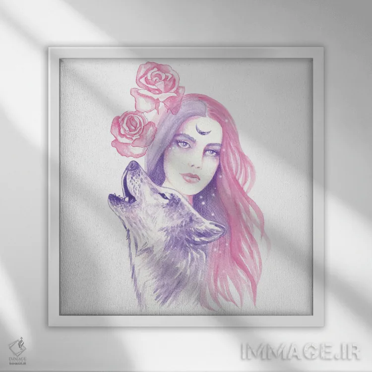 تابلو رزهای وحشی اثر آندریا هرنیاک - نمای قابدار سفید