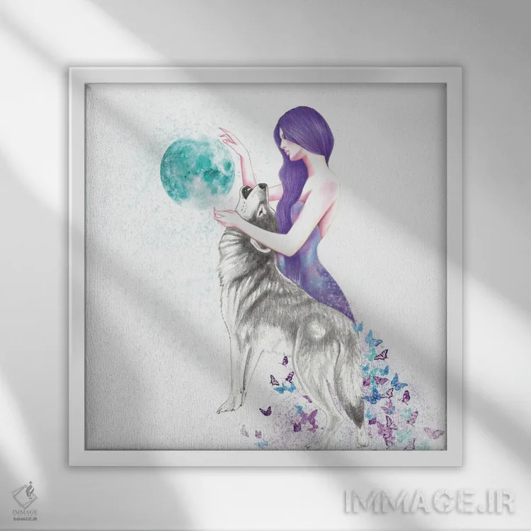 تابلو پروانهٔ ماه اثر آندریا هرنیاک - نمای قابدار سفید