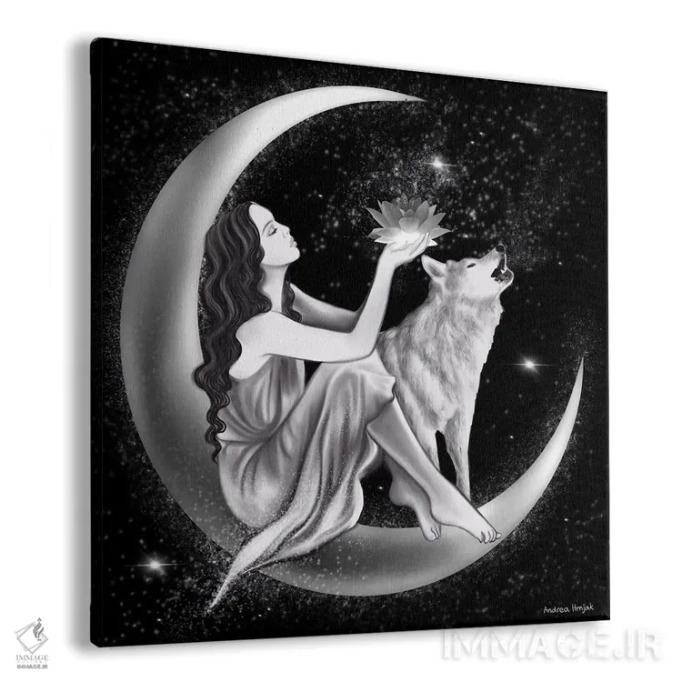 تابلو نیلوفر آبی سفید اثر آندریا هرنیاک - نمای پرسپکتیو محصول