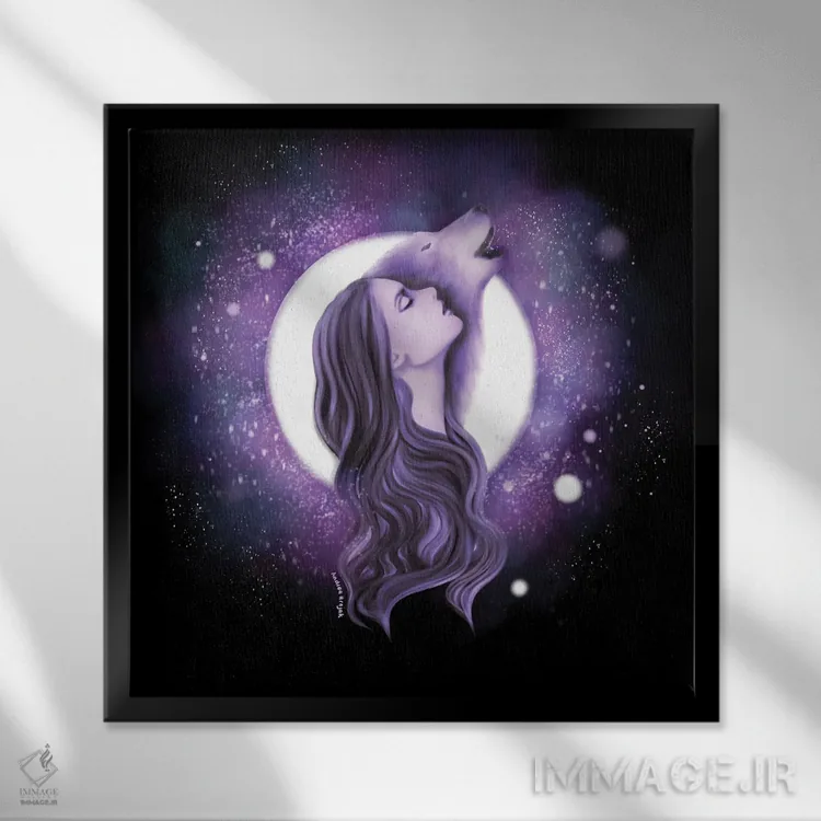 تابلو قلب ماه کامل اثر آندریا هرنیاک - نمای قابدار مشکی