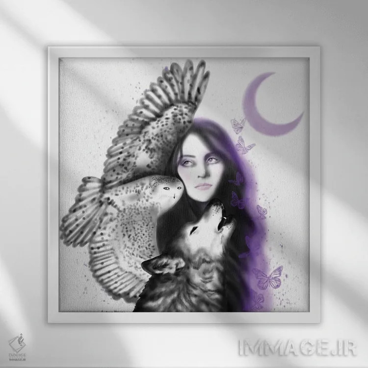 تابلو رویای ماه اثر آندریا هرنیاک - نمای قابدار سفید