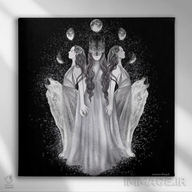 تابلو الهه ماه اثر آندریا هرنیاک - نمای روبهرو روی دیوار