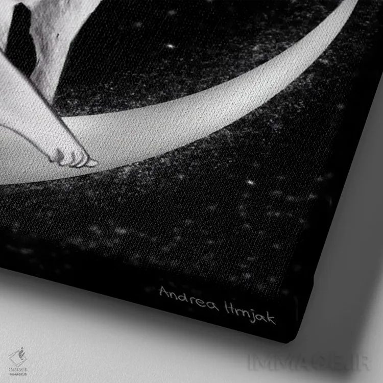 تابلو نیلوفر آبی سفید اثر آندریا هرنیاک - نمای نزدیک بافت بوم