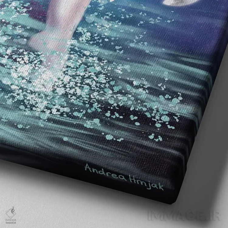 تابلو رودخانهٔ وحشی اثر آندریا هرنیاک - نمای نزدیک بافت بوم