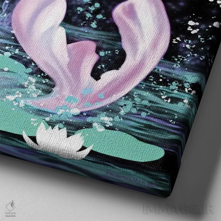 تابلو آواز پری دریایی اثر آندریا هرنیاک - نمای نزدیک بافت بوم