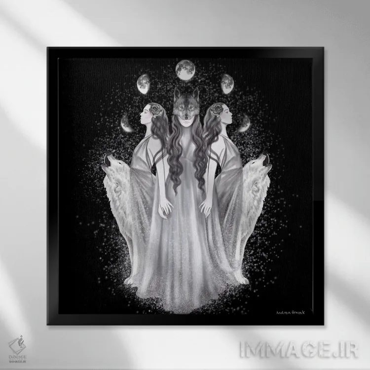 تابلو الهه ماه اثر آندریا هرنیاک - نمای قابدار مشکی