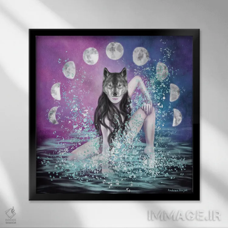 تابلو رودخانهٔ وحشی اثر آندریا هرنیاک - نمای قابدار مشکی