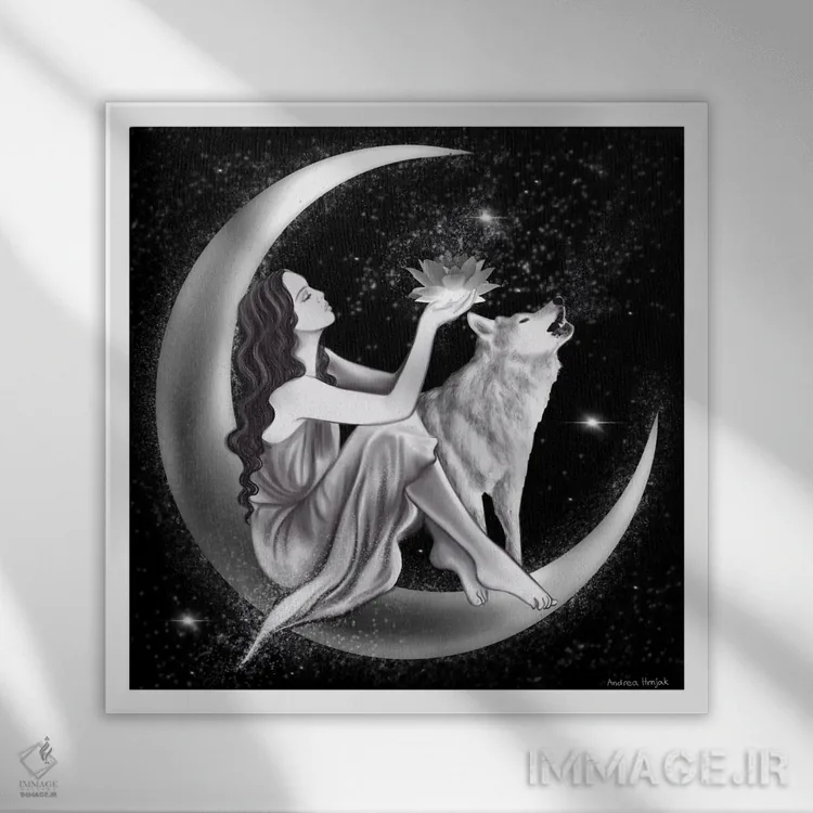 تابلو نیلوفر آبی سفید اثر آندریا هرنیاک - نمای قابدار سفید