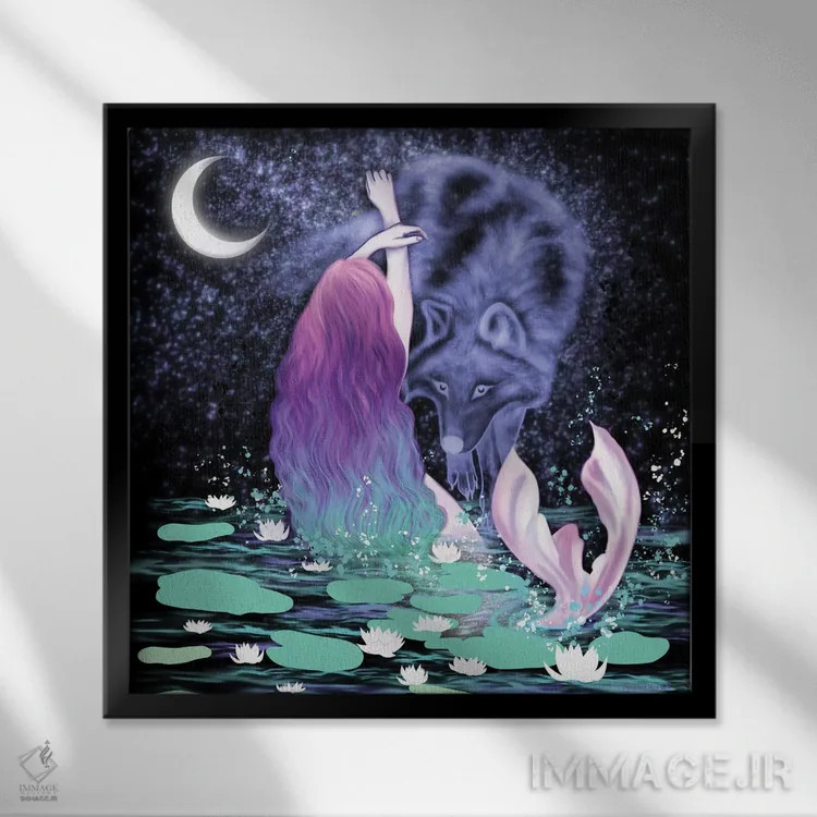 تابلو آواز پری دریایی اثر آندریا هرنیاک - نمای قابدار مشکی