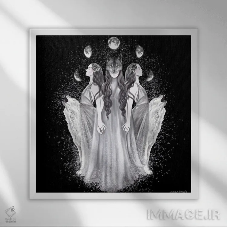 تابلو الهه ماه اثر آندریا هرنیاک - نمای قابدار سفید