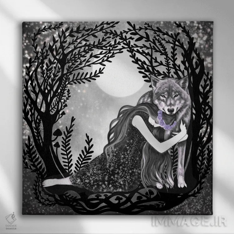 تابلو روح دوقلو اثر آندریا هرنیاک - نمای روبهرو روی دیوار