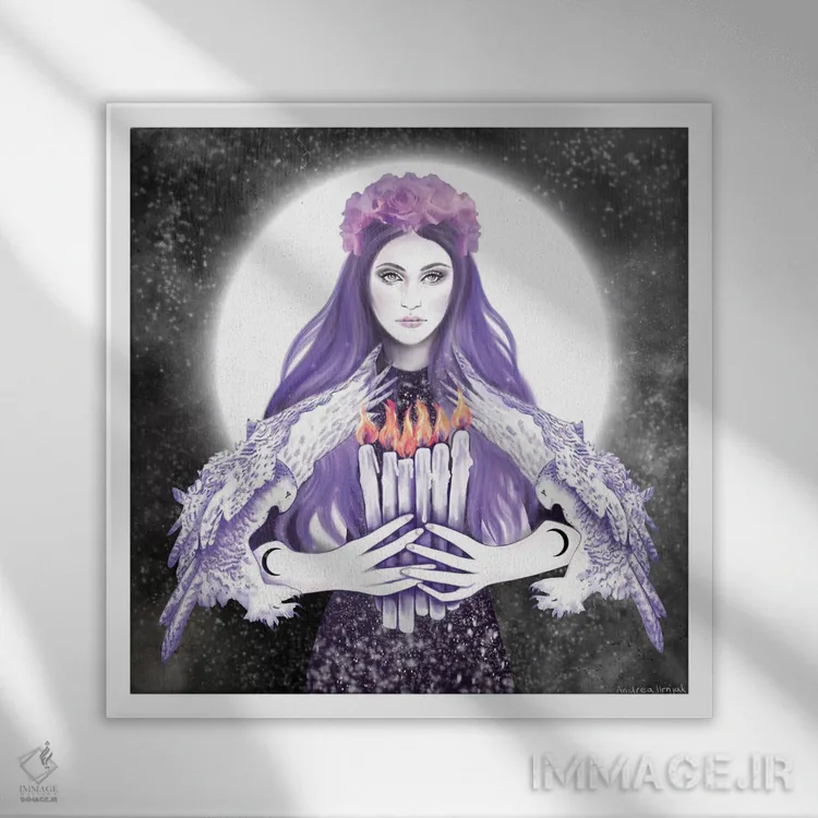 تابلو شش شمع اثر آندریا هرنیاک - نمای قابدار سفید