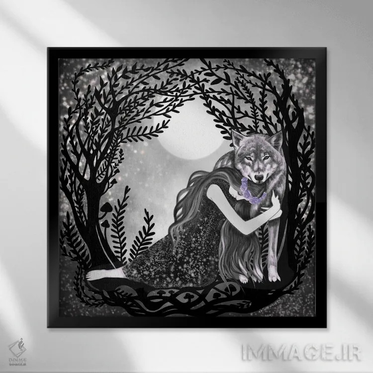 تابلو روح دوقلو اثر آندریا هرنیاک - نمای قابدار مشکی