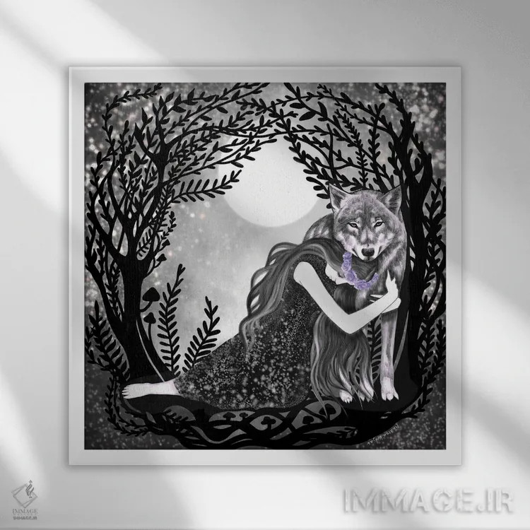 تابلو روح دوقلو اثر آندریا هرنیاک - نمای قابدار سفید