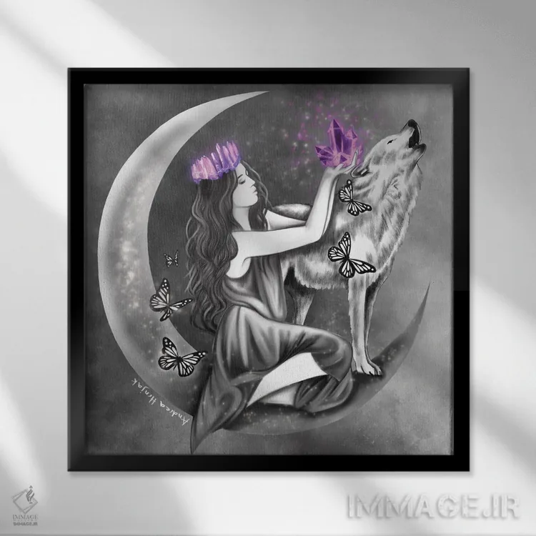 تابلو کریستال ماه اثر آندریا هرنیاک - نمای قابدار مشکی