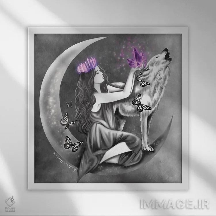 تابلو کریستال ماه اثر آندریا هرنیاک - نمای قابدار سفید