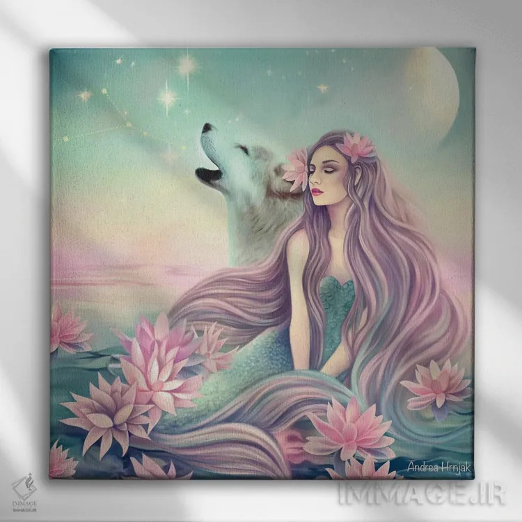 تابلو پری دریایی (سیرن) اثر آندریا هرنیاک - نمای روبهرو روی دیوار